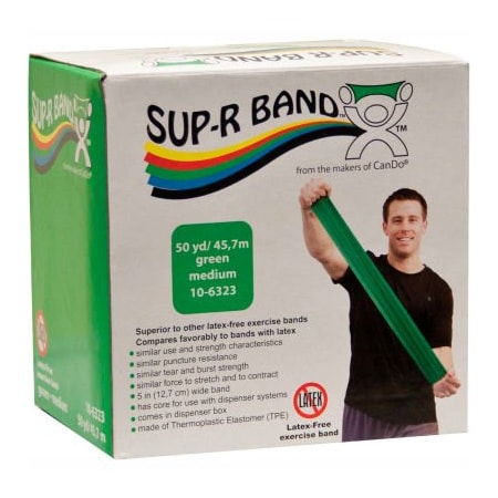 Fabrication Enterprises Sup-R Band Latex Free Exercise Band, Green, 50 Yard Roll/Box 1615742